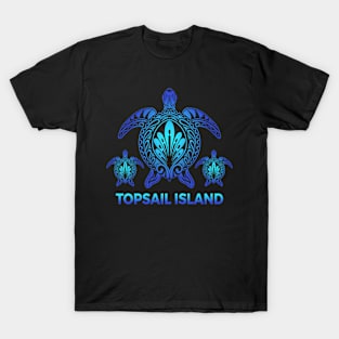 Vintage Topsail Island North Carolina Ocean Blue Sea Turtle Souvenirs T-Shirt